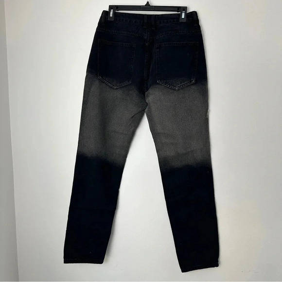 Distressed Two-Tone Denim 30 Tapered Y2K Grunge Punk Dirty Black Grey - Picture 2 of 8